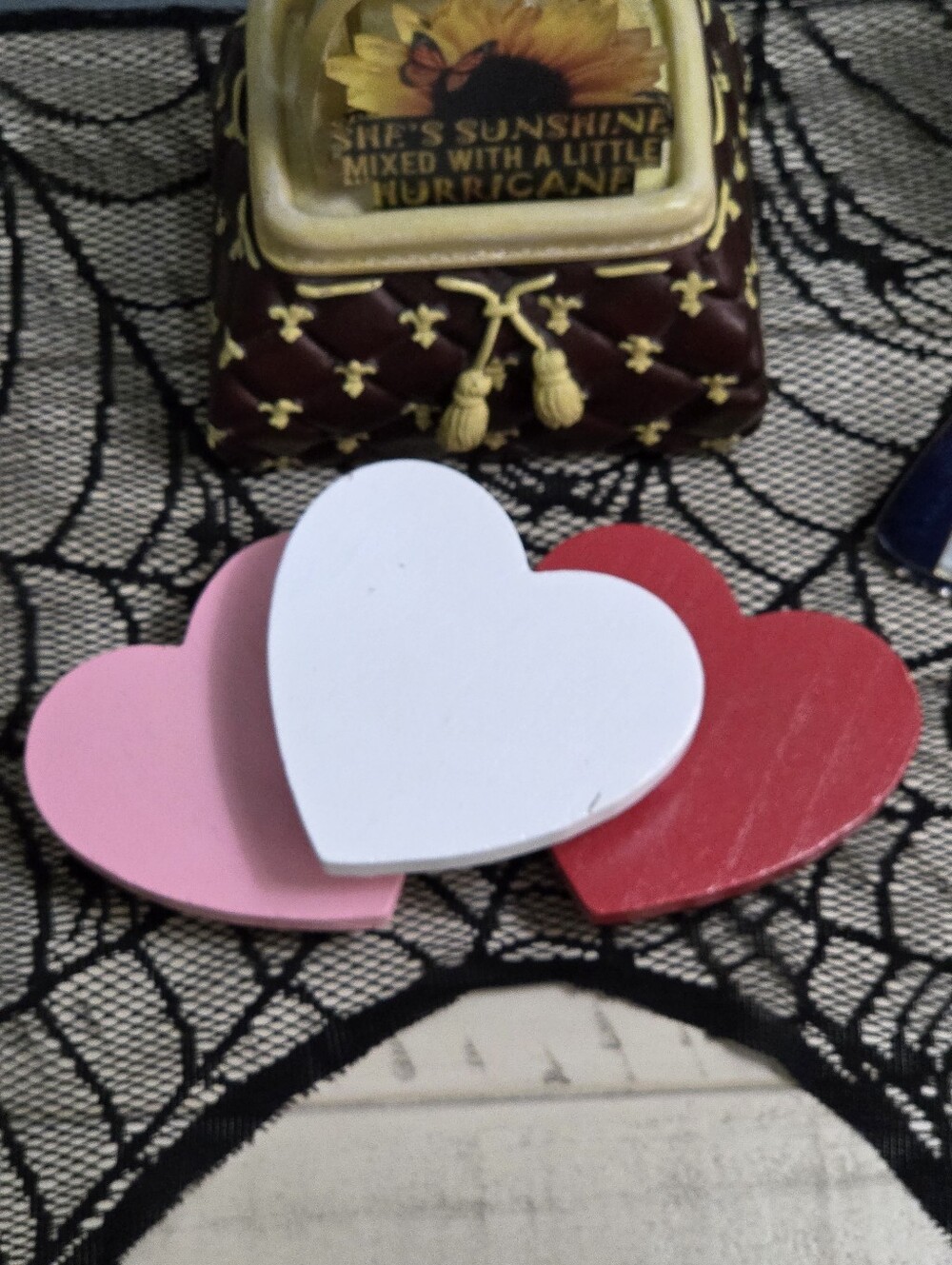 Hobby Lobby Valentine Wooden Heart Risers Set of 3 Pink White Red, NWT